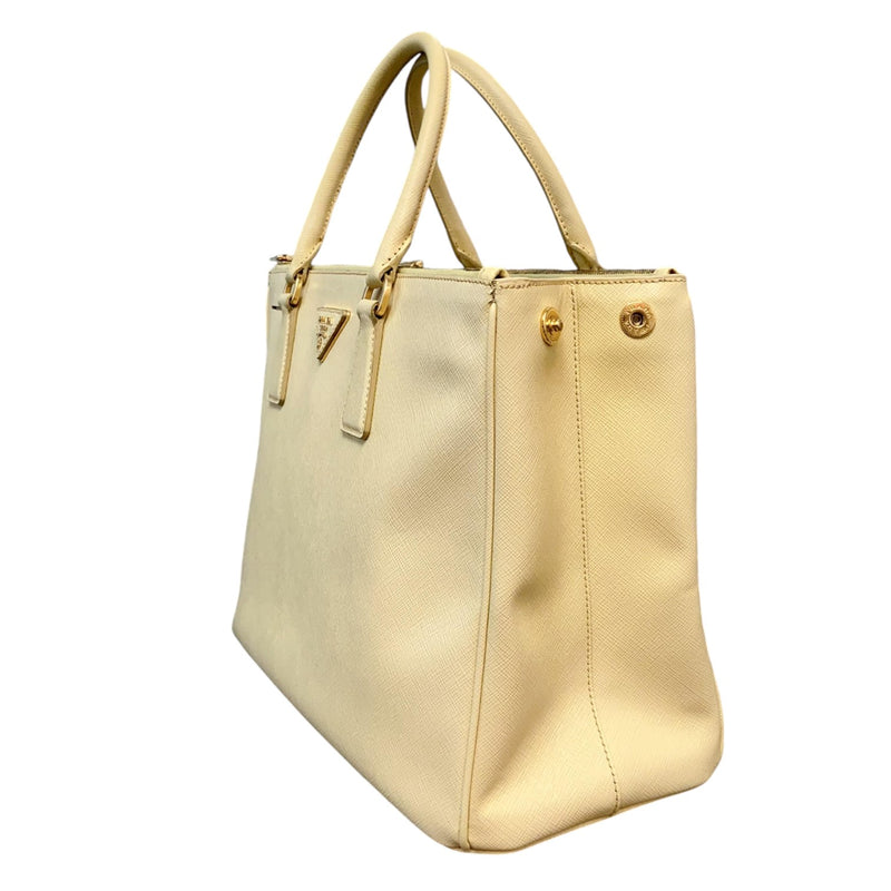 Galleria Double Zip Tote Small Saffiano Light Yellow GHW