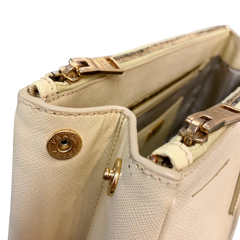 Galleria Double Zip Tote Small Saffiano Light Yellow GHW