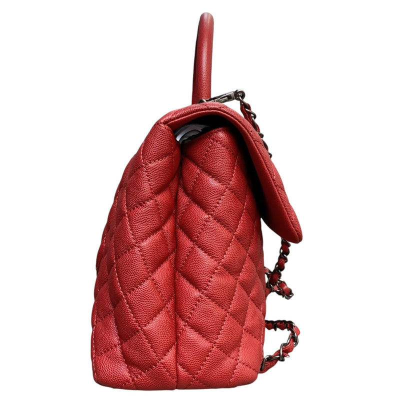 Coco Handle Flap Medium Caviar Quilted Red RHW