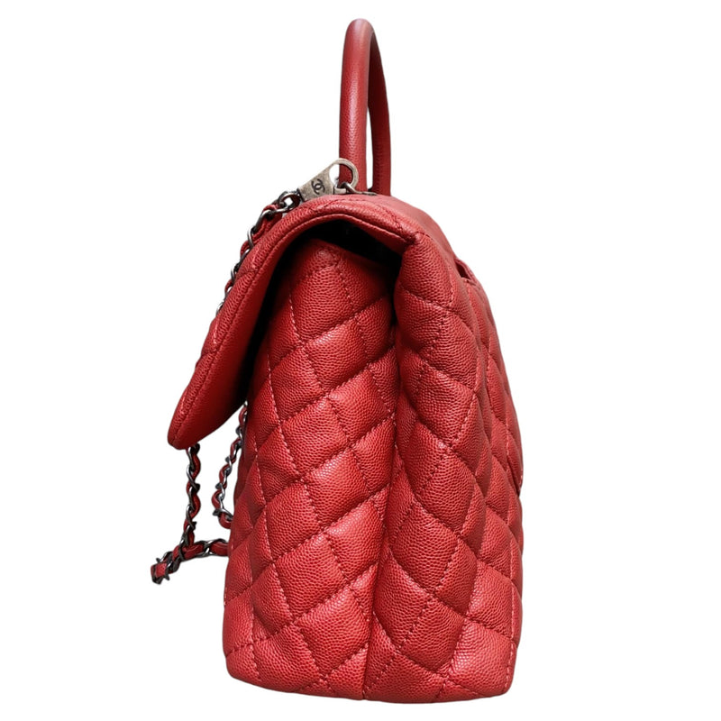 Coco Handle Flap Medium Caviar Quilted Red RHW