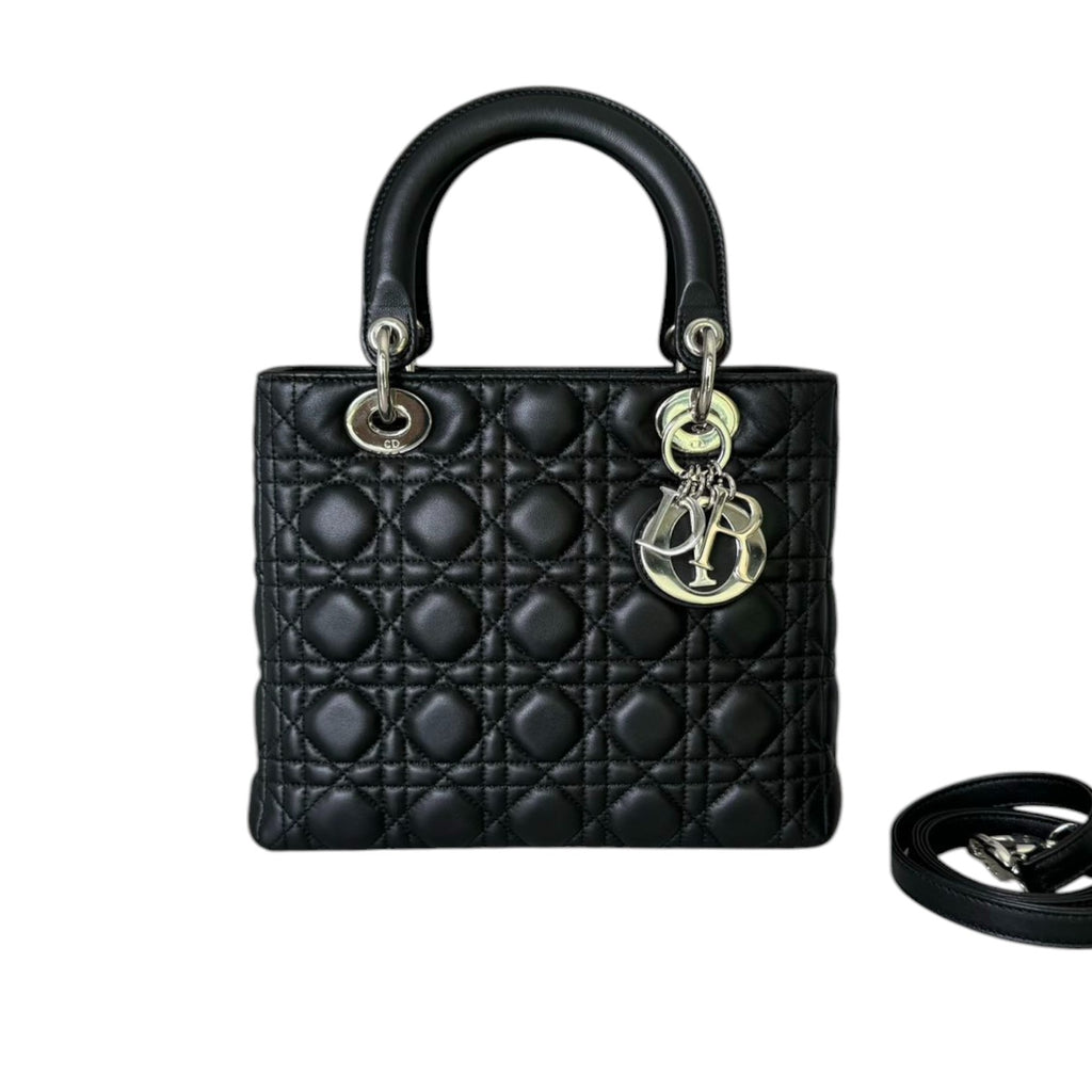 Lady Dior Medium Lambskin Cannage Black SHW