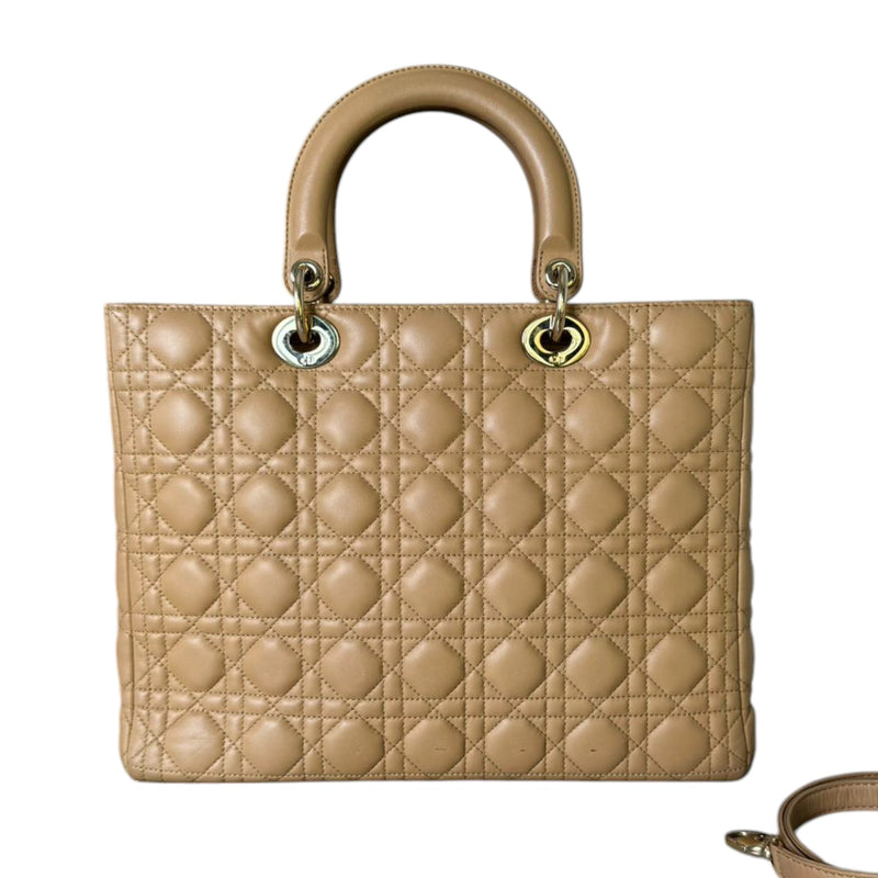 Lady Dior Large Lambskin Cannage Beige GHW