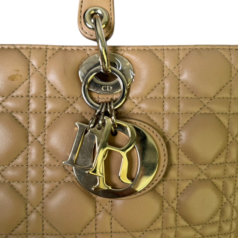 Lady Dior Large Lambskin Cannage Beige GHW