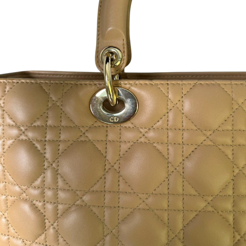 Lady Dior Large Lambskin Cannage Beige GHW