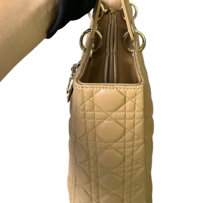 Lady Dior Large Lambskin Cannage Beige GHW