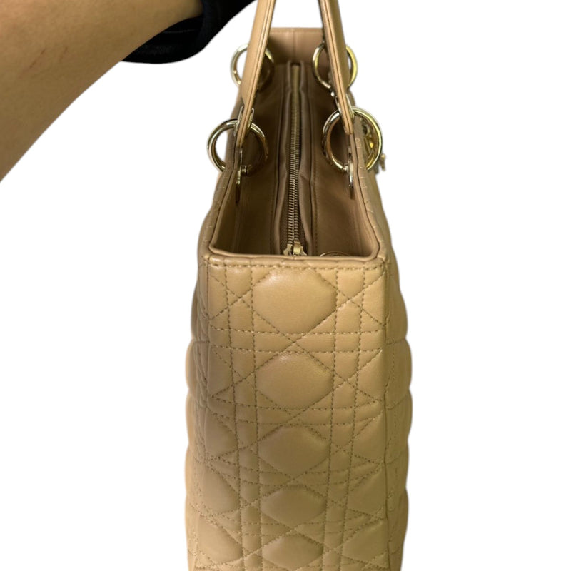 Lady Dior Large Lambskin Cannage Beige GHW