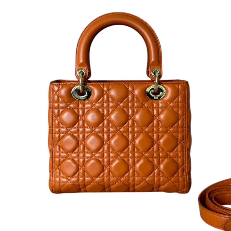 Lady Dior Medium Lambskin Cannage Tan GHW