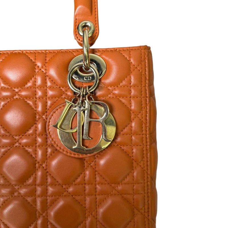 Lady Dior Medium Lambskin Cannage Tan GHW