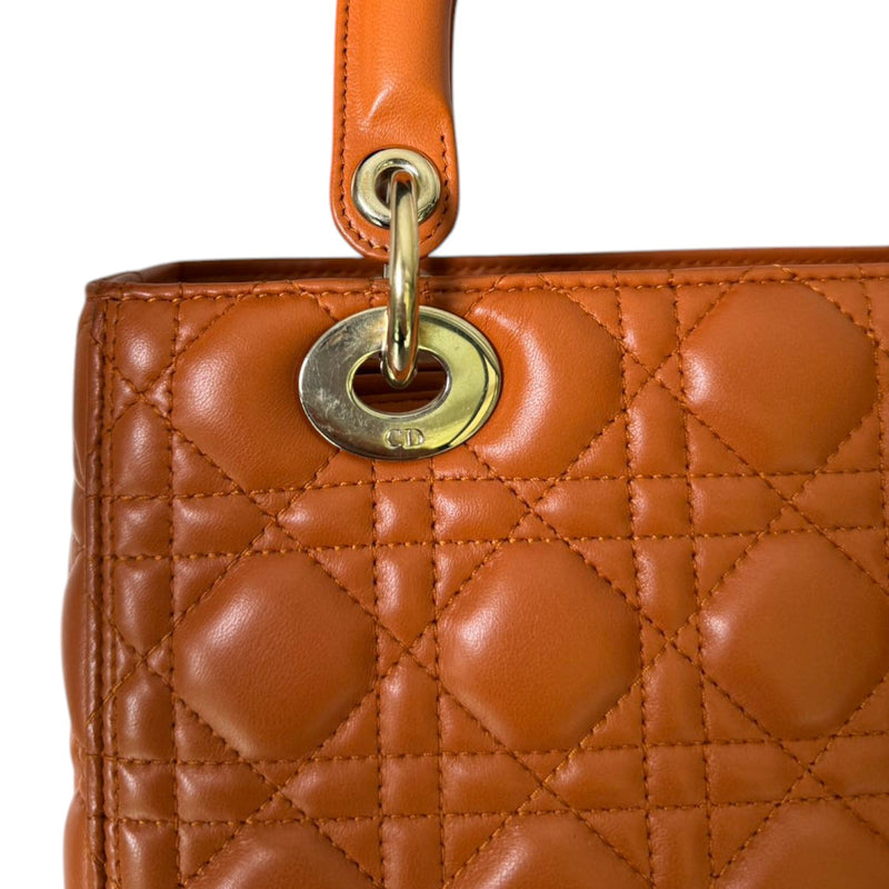 Lady Dior Medium Lambskin Cannage Tan GHW