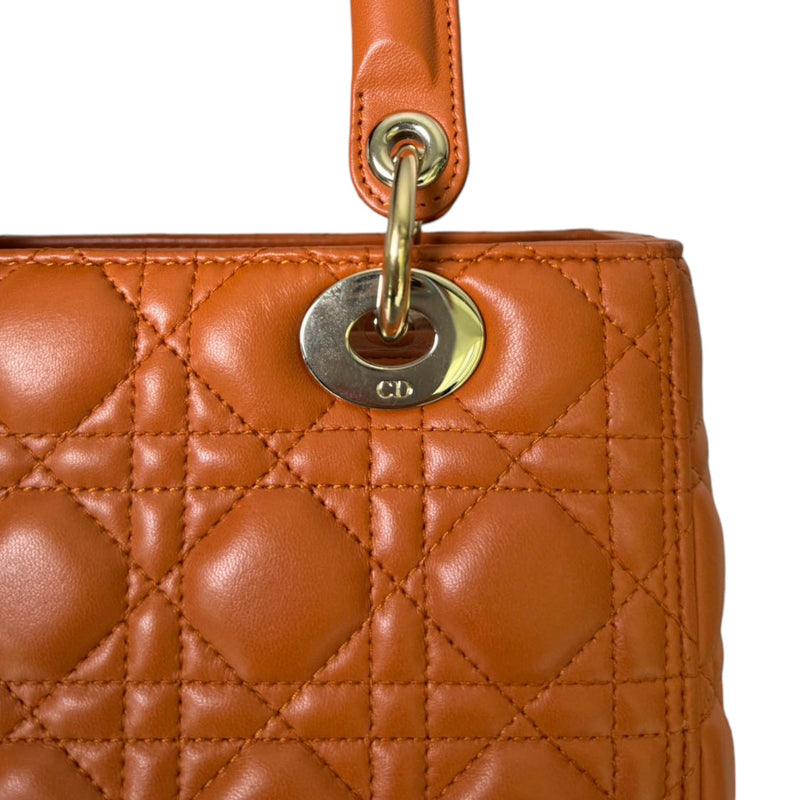 Lady Dior Medium Lambskin Cannage Tan GHW