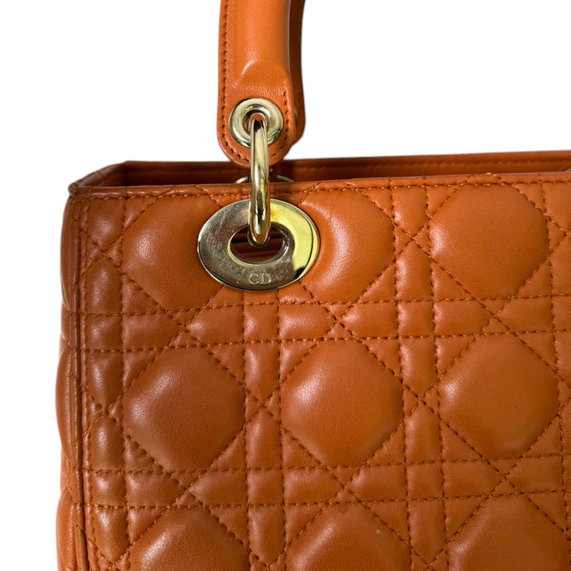 Lady Dior Medium Lambskin Cannage Tan GHW