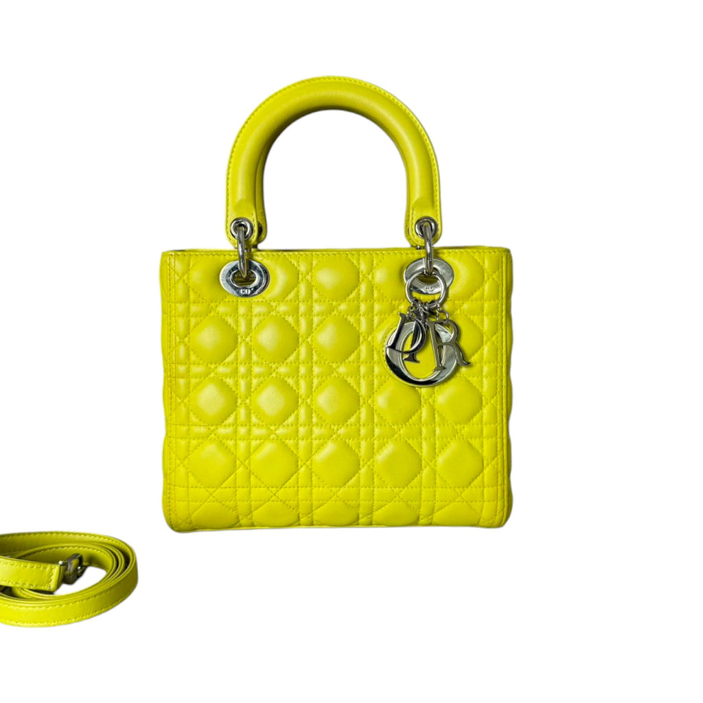 Lady Dior Medium Lambskin Yellow SHW