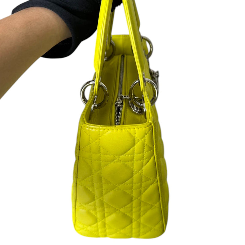 Lady Dior Medium Lambskin Yellow SHW