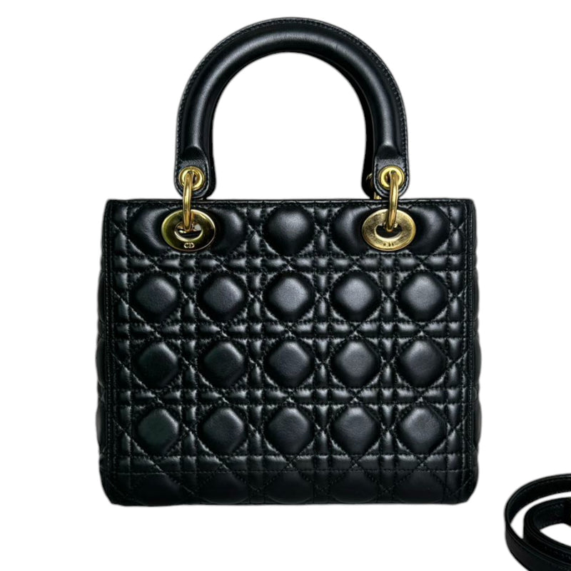 Lady Dior Medium Lambskin Cannage Black GHW