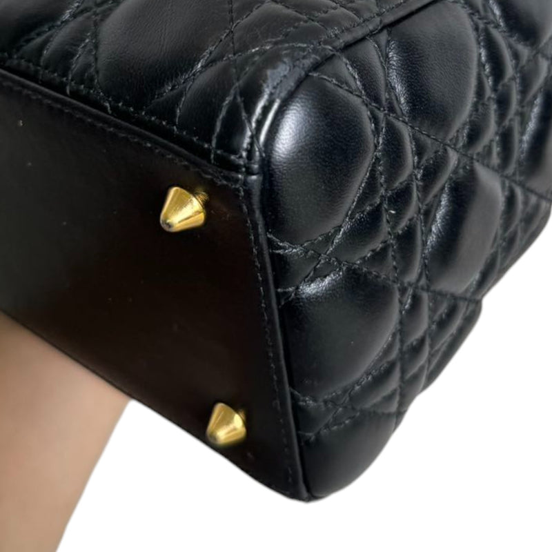 Lady Dior Medium Lambskin Cannage Black GHW