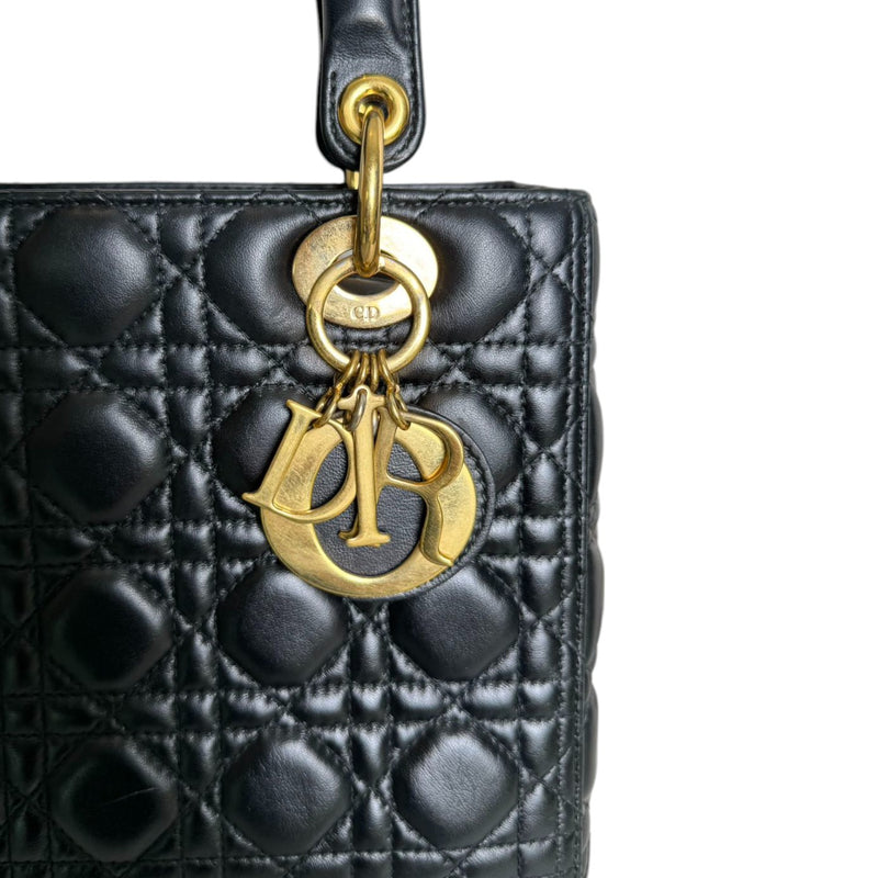 Lady Dior Medium Lambskin Cannage Black GHW