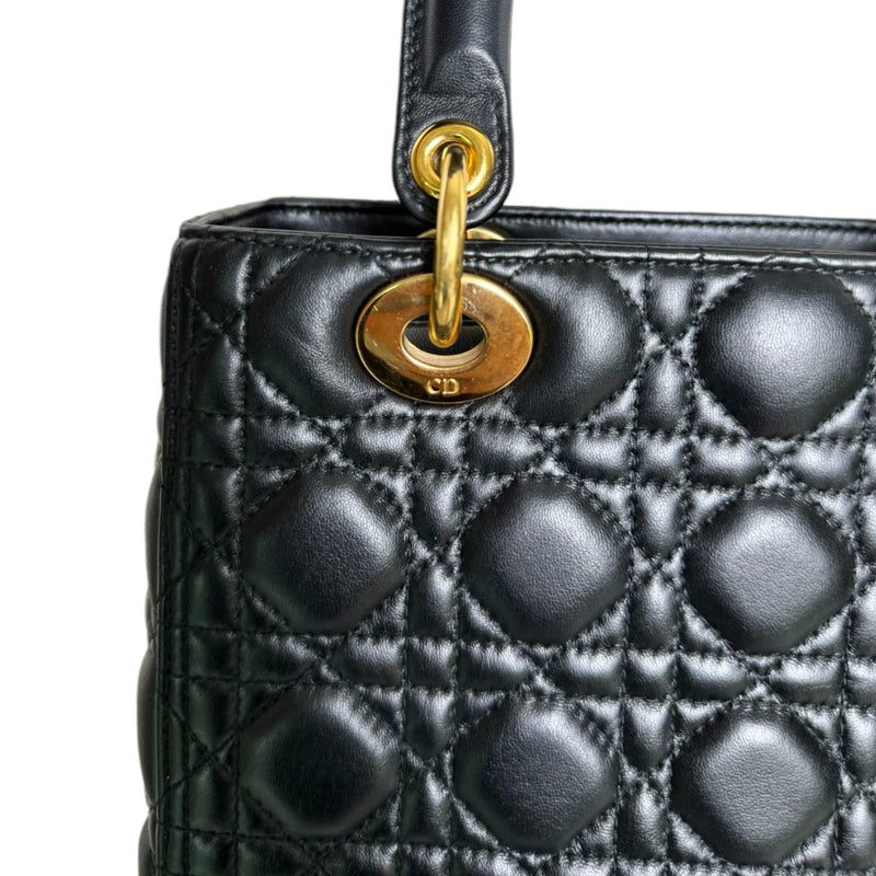 Lady Dior Medium Lambskin Cannage Black GHW