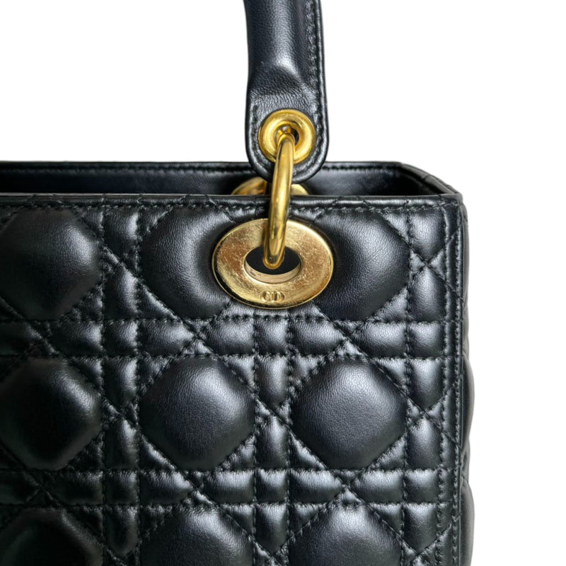 Lady Dior Medium Lambskin Cannage Black GHW