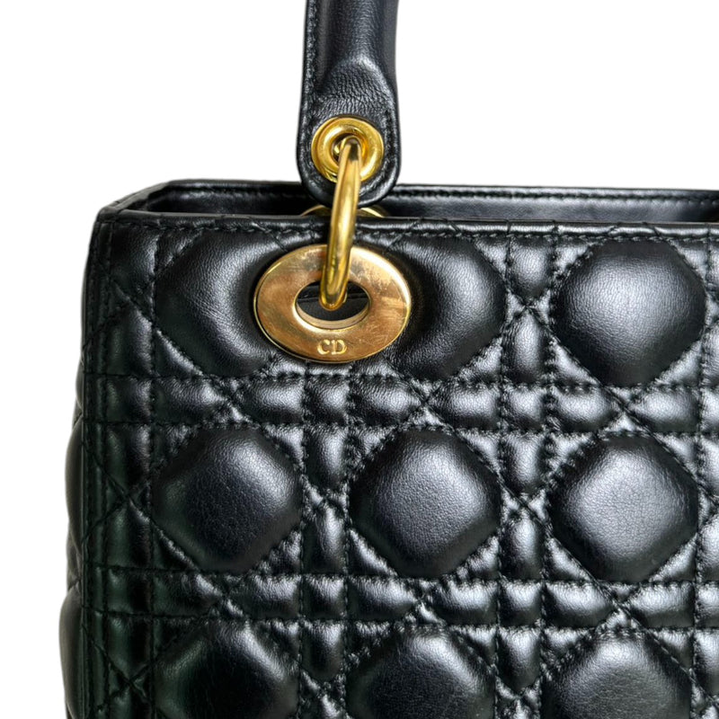 Lady Dior Medium Lambskin Cannage Black GHW