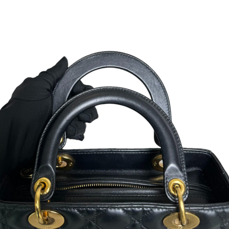 Lady Dior Medium Lambskin Cannage Black GHW