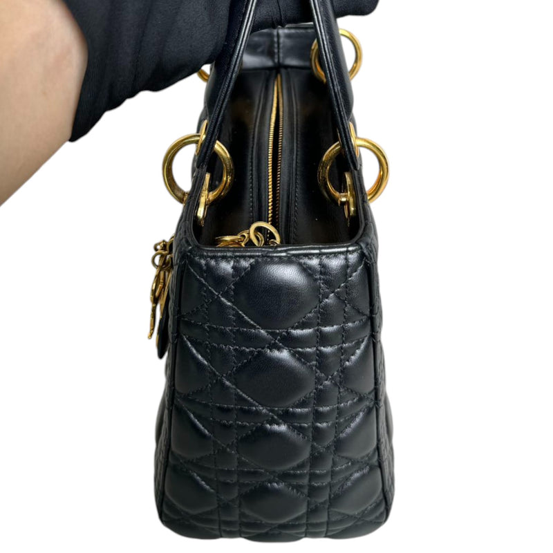 Lady Dior Medium Lambskin Cannage Black GHW