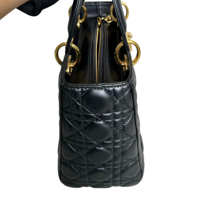 Lady Dior Medium Lambskin Cannage Black GHW