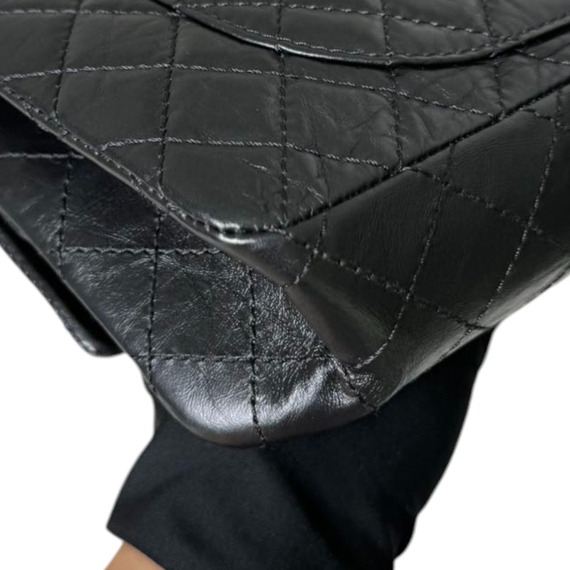 2.55 Reissue 225 Flap Aged Calfskin Quilted Black GHW