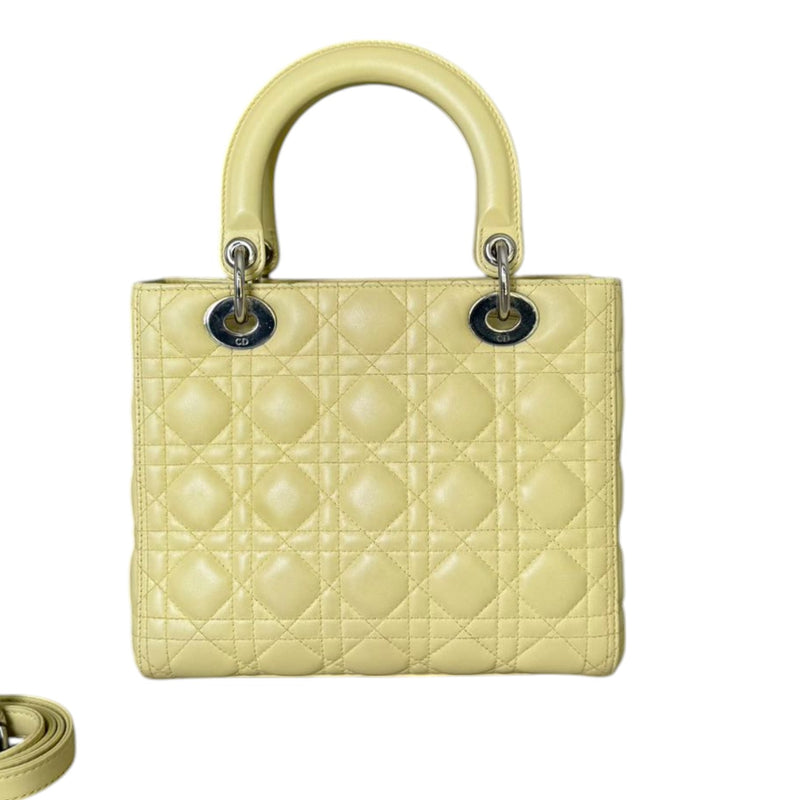 Lady Dior Medium Lambskin Cannage Light Yellow SHW