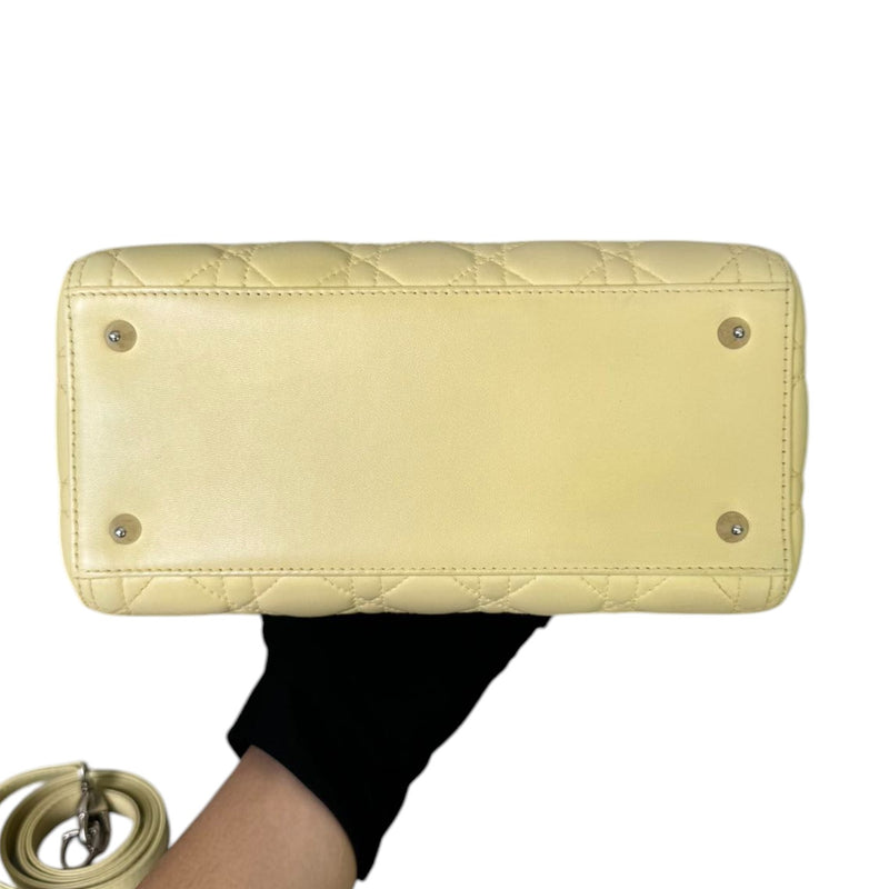 Lady Dior Medium Lambskin Cannage Light Yellow SHW