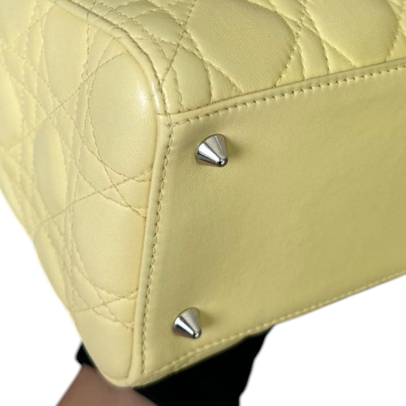 Lady Dior Medium Lambskin Cannage Light Yellow SHW