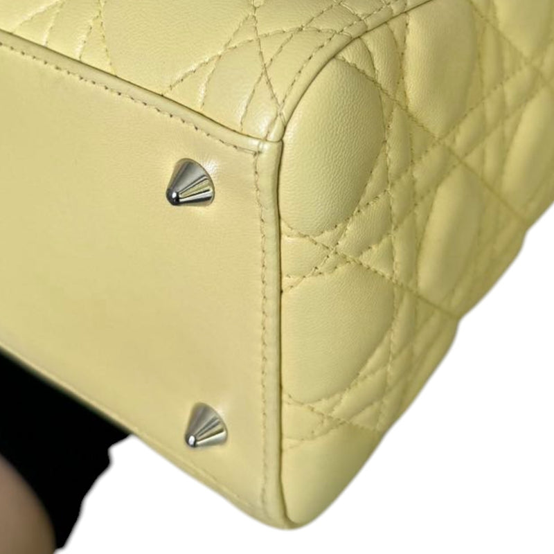 Lady Dior Medium Lambskin Cannage Light Yellow SHW