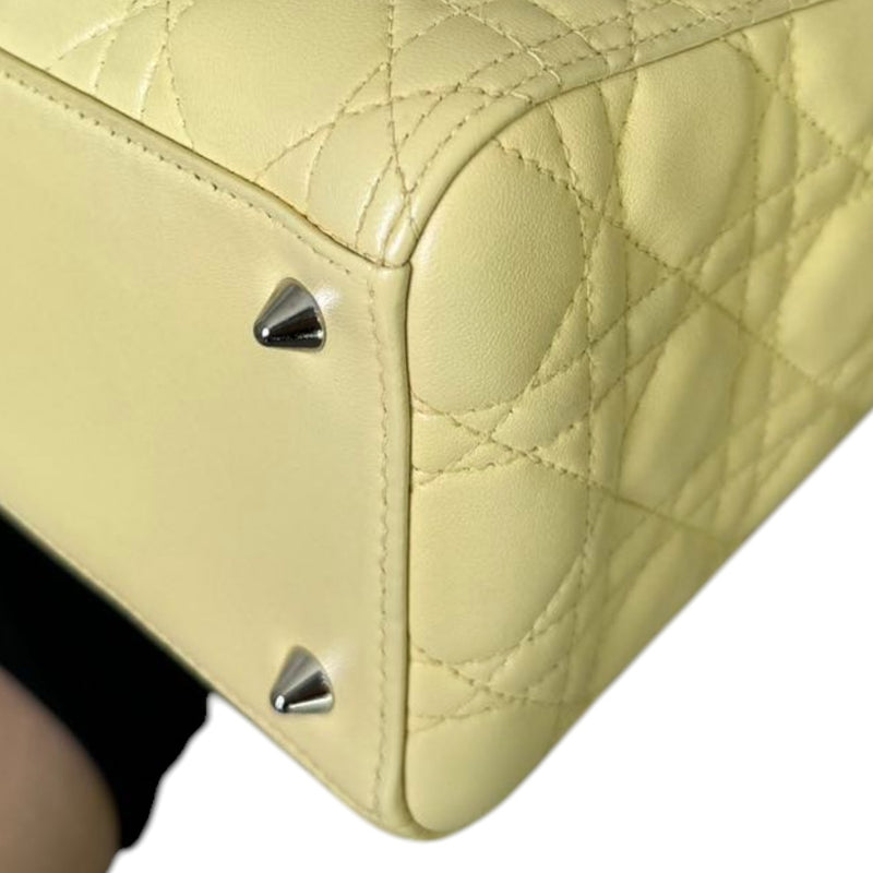 Lady Dior Medium Lambskin Cannage Light Yellow SHW