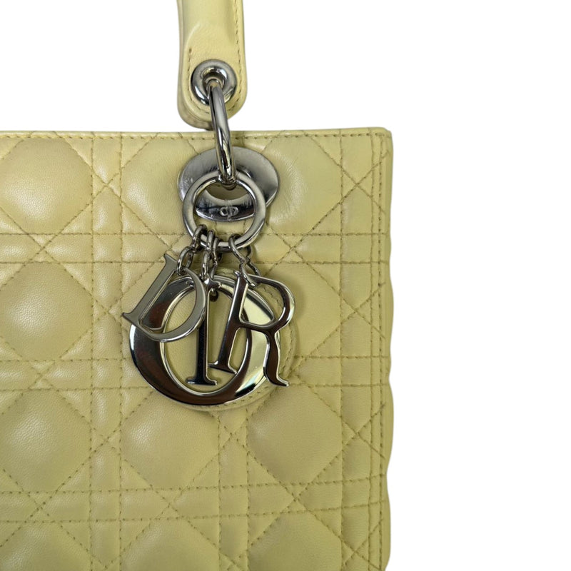 Lady Dior Medium Lambskin Cannage Light Yellow SHW