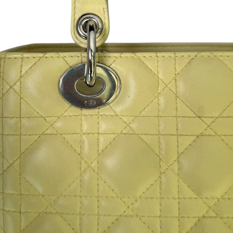 Lady Dior Medium Lambskin Cannage Light Yellow SHW