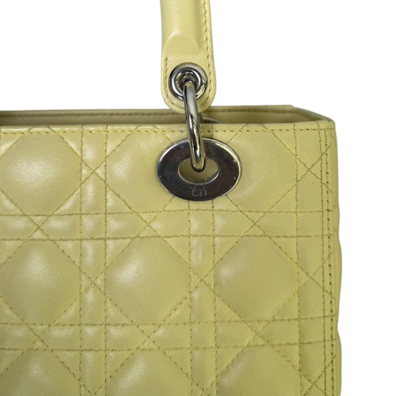 Lady Dior Medium Lambskin Cannage Light Yellow SHW