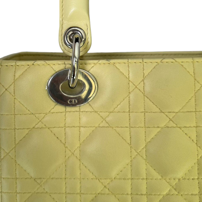 Lady Dior Medium Lambskin Cannage Light Yellow SHW