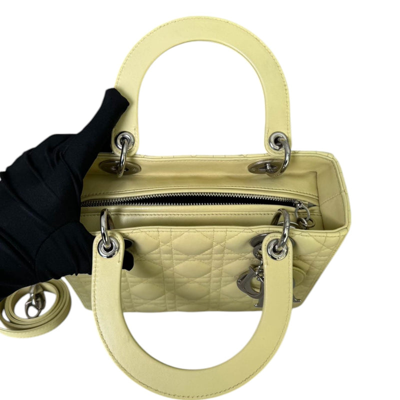 Lady Dior Medium Lambskin Cannage Light Yellow SHW