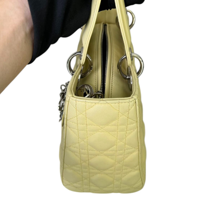 Lady Dior Medium Lambskin Cannage Light Yellow SHW