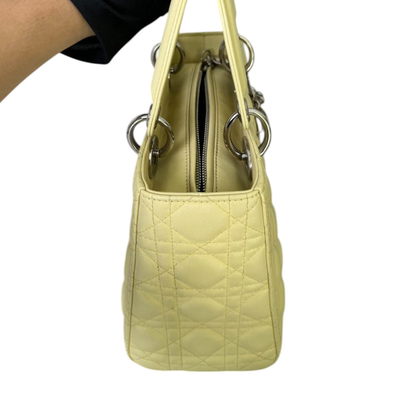 Lady Dior Medium Lambskin Cannage Light Yellow SHW