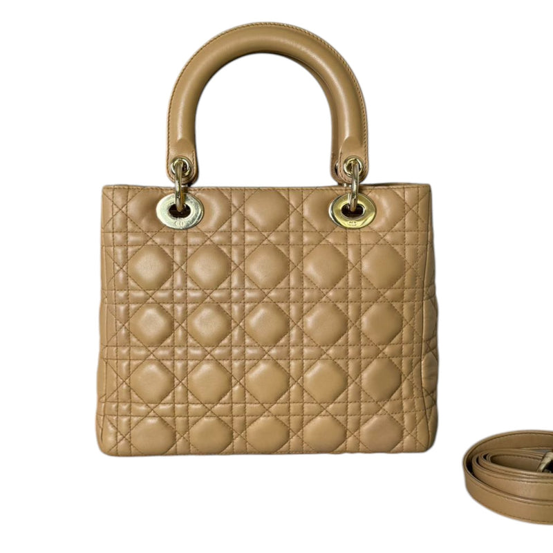 Lady Dior Medium Lambskin Cannage Beige GHW