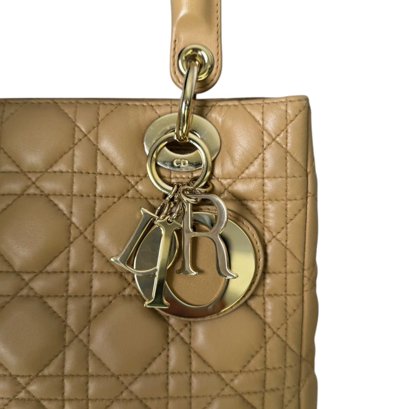 Lady Dior Medium Lambskin Cannage Beige GHW