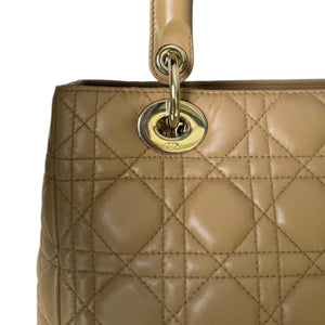 Lady Dior Medium Lambskin Cannage Beige GHW