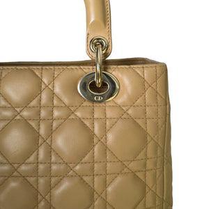 Lady Dior Medium Lambskin Cannage Beige GHW