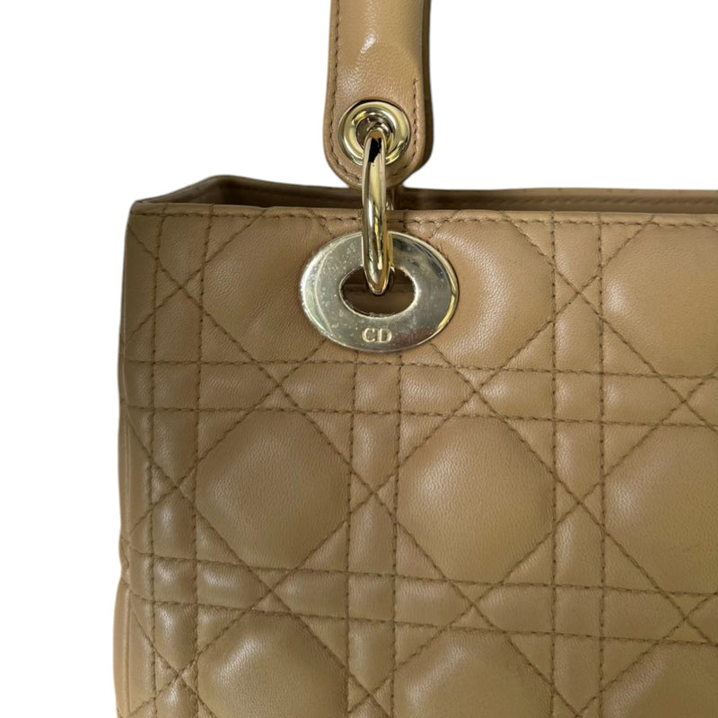 Lady Dior Medium Lambskin Cannage Beige GHW