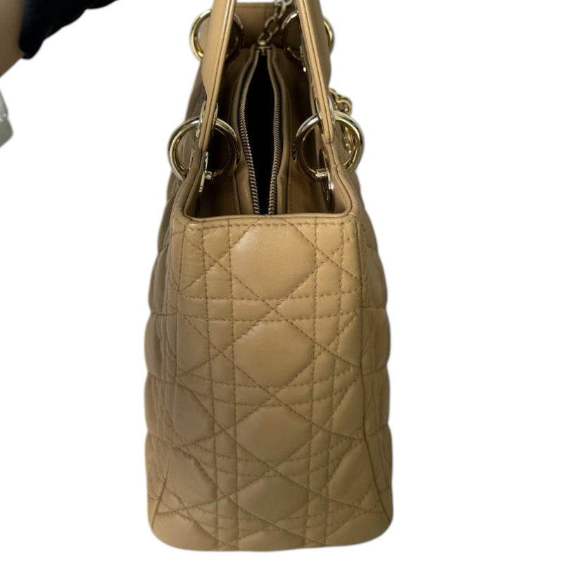 Lady Dior Medium Lambskin Cannage Beige GHW