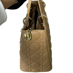 Lady Dior Medium Lambskin Cannage Beige GHW