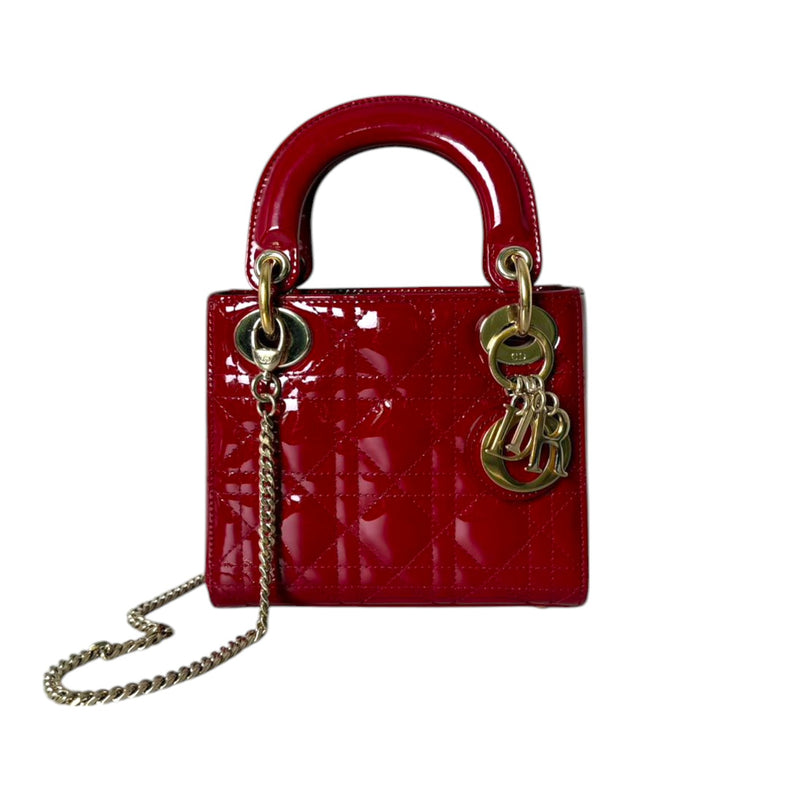 Lady Dior Mini Patent Quilted Red GHW