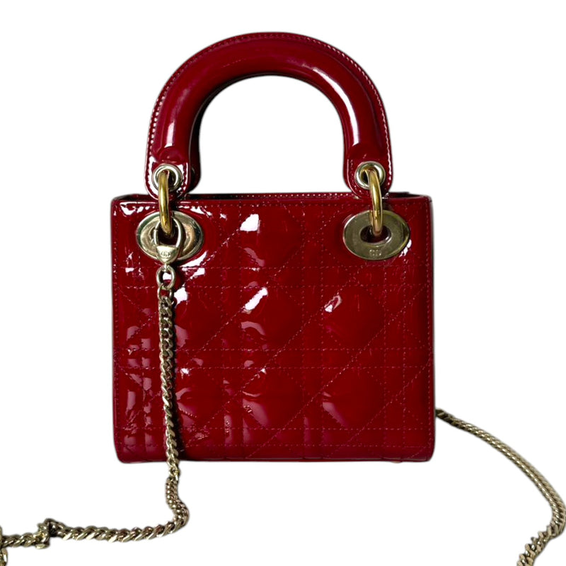 Lady Dior Mini Patent Quilted Red GHW