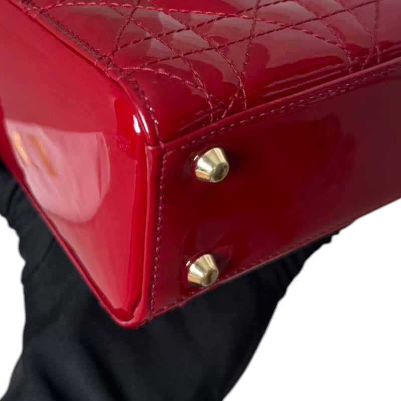 Lady Dior Mini Patent Quilted Red GHW