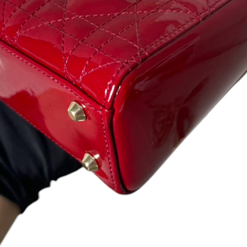 Lady Dior Mini Patent Quilted Red GHW